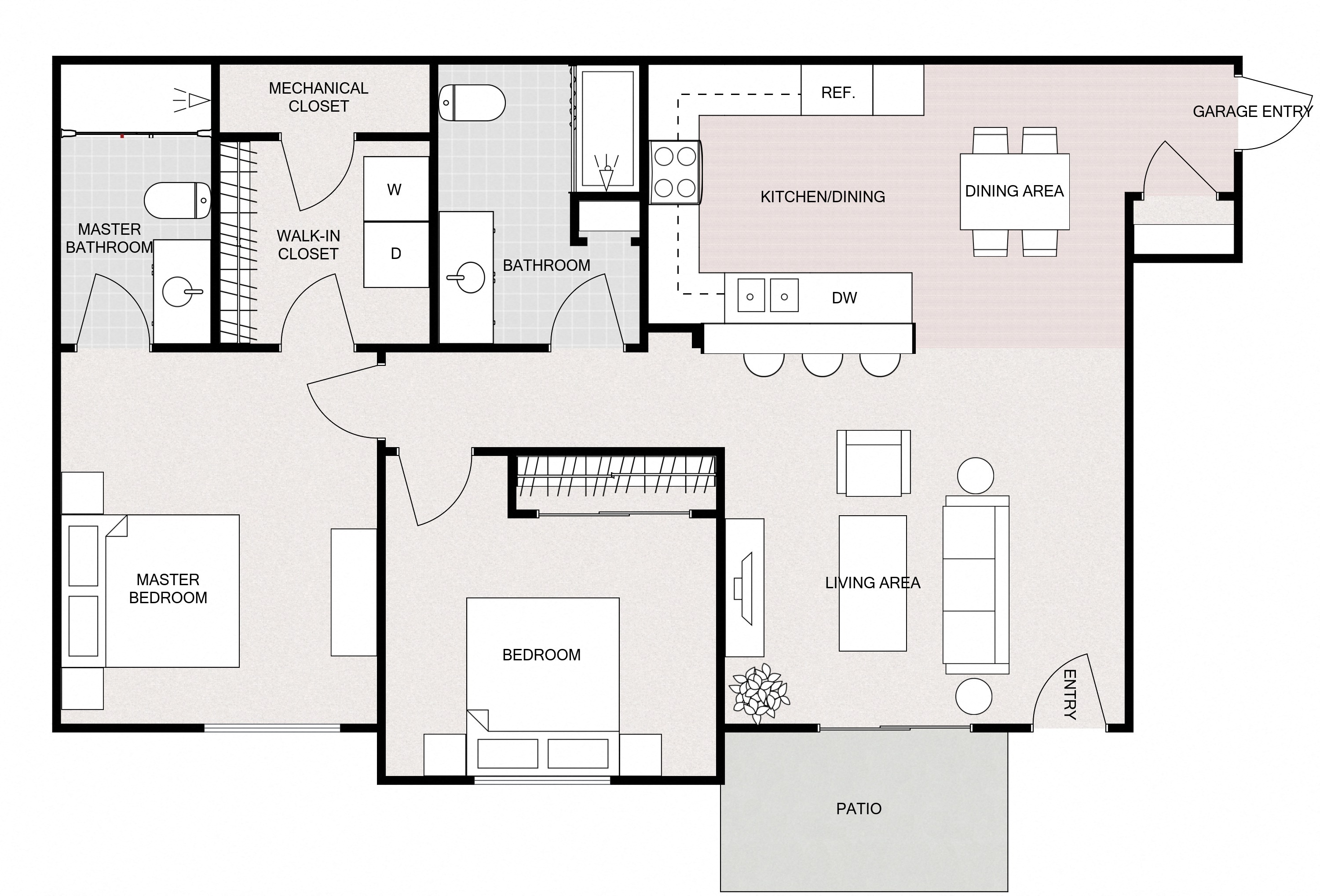 2 Bedroom 2 Bathroom - Lower